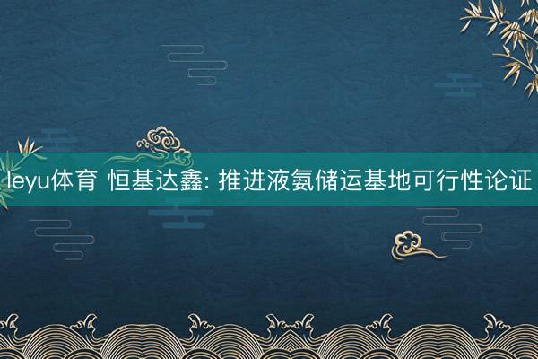 leyu体育 恒基达鑫: 推进液氨储运基地可行性论证