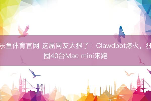 乐鱼体育官网 这届网友太狠了：Clawdbot爆火，狂囤40台Mac mini来跑