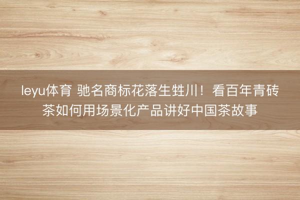 leyu体育 驰名商标花落生甡川!看百年青砖茶如何用场景化产品讲好中国茶故事