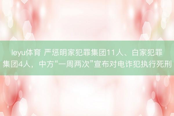 leyu体育 严惩明家犯罪集团11人、白家犯罪集团4人，中方“一周两次”宣布对电诈犯执行死刑