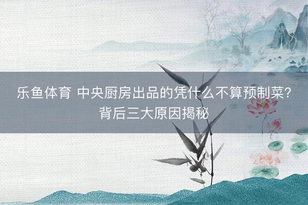 乐鱼体育 中央厨房出品的凭什么不算预制菜？背后三大原因揭秘