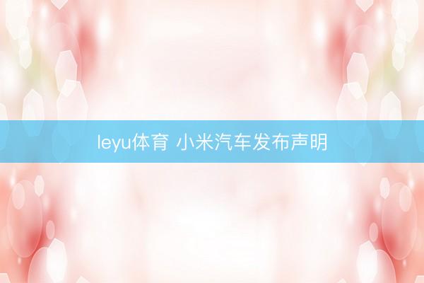 leyu体育 小米汽车发布声明