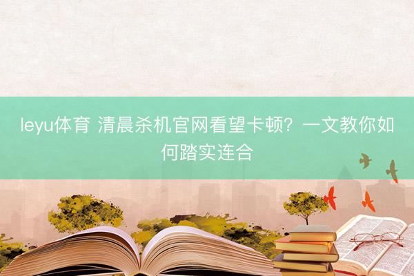 leyu体育 清晨杀机官网看望卡顿？一文教你如何踏实连合