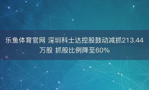 乐鱼体育官网 深圳科士达控股鼓动减抓213.44万股 抓股比例降至60%