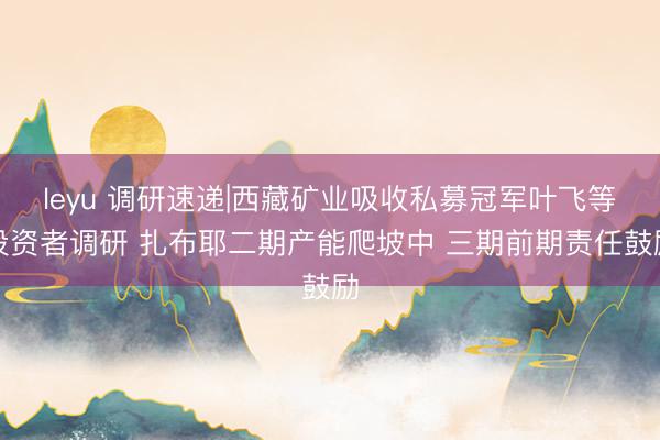 leyu 调研速递|西藏矿业吸收私募冠军叶飞等投资者调研 扎布耶二期产能爬坡中 三期前期责任鼓励