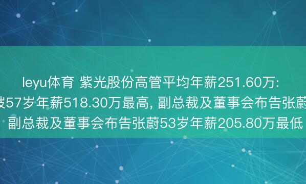 leyu体育 紫光股份高管平均年薪251.60万: 总裁及非孤立董事王竑弢57岁年薪518.30万最高, 副总裁及董事会布告张蔚53岁年薪205.80万最低