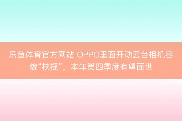 乐鱼体育官方网站 OPPO里面开动云台相机容貌“扶摇”，本年第四季度有望面世