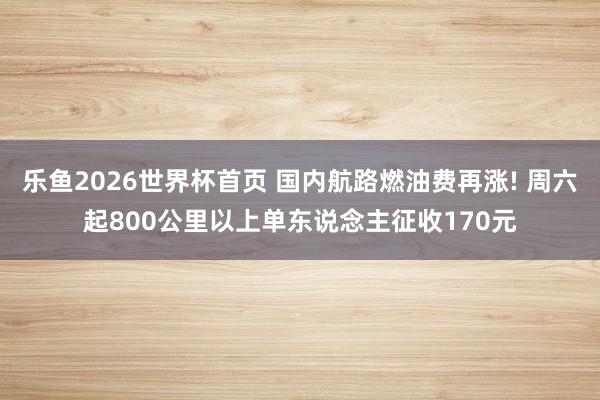 乐鱼2026世界杯首页 国内航路燃油费再涨! 周六起800公里以上单东说念主征收170元