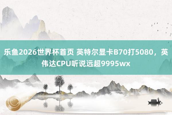 乐鱼2026世界杯首页 英特尔显卡B70打5080，英伟达CPU听说远超9995wx