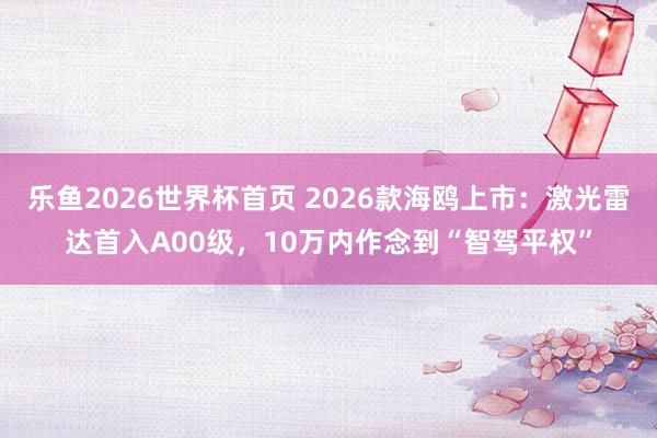 乐鱼2026世界杯首页 2026款海鸥上市：激光雷达首入A00级，10万内作念到“智驾平权”