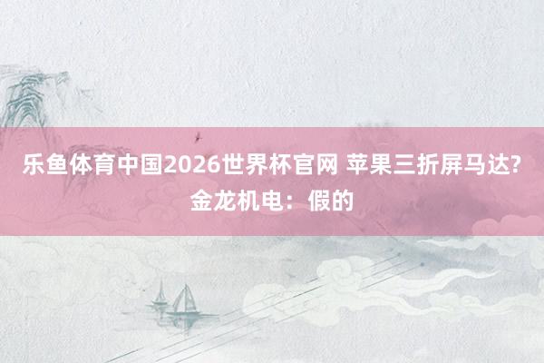 乐鱼体育中国2026世界杯官网 苹果三折屏马达?金龙机电：假的