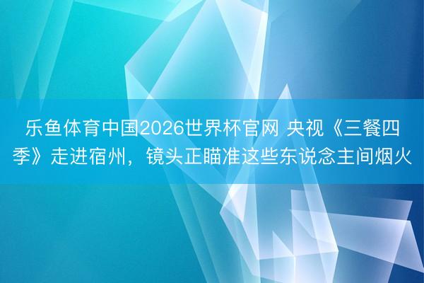 乐鱼体育中国2026世界杯官网 央视《三餐四季》走进宿州，镜头正瞄准这些东说念主间烟火