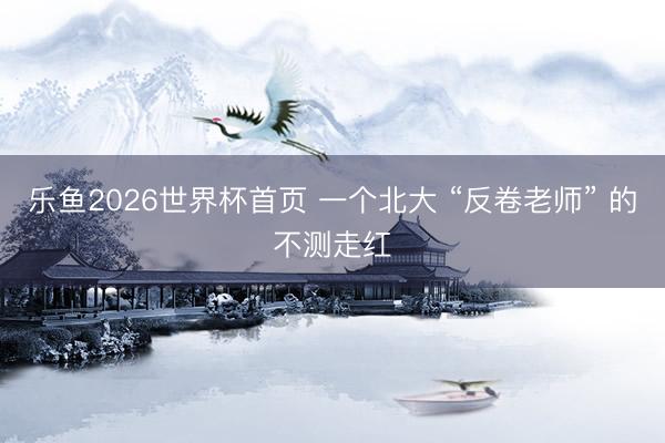 乐鱼2026世界杯首页 一个北大 “反卷老师” 的不测走红
