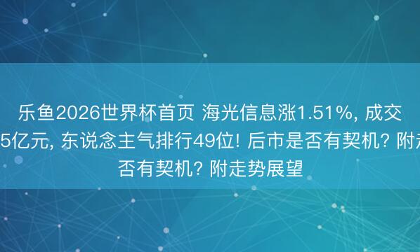 乐鱼2026世界杯首页 海光信息涨1.51%, 成交额134.05亿元, 东说念主气排行49位! 后市是否有契机? 附走势展望