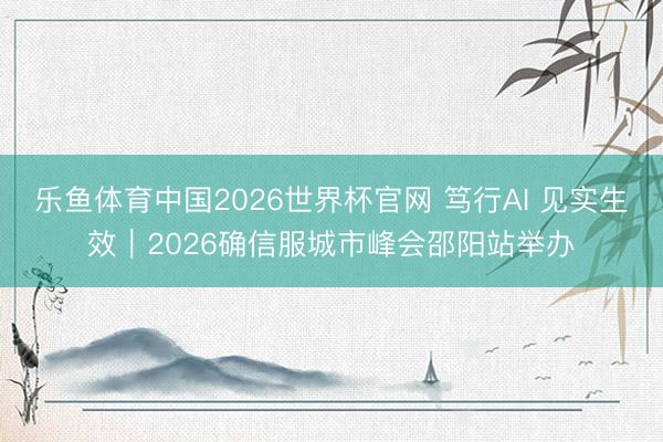 乐鱼体育中国2026世界杯官网 笃行AI 见实生效｜2026确信服城市峰会邵阳站举办
