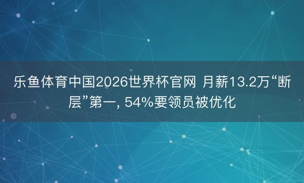 乐鱼体育中国2026世界杯官网 月薪13.2万“断层”第一, 54%要领员被优化