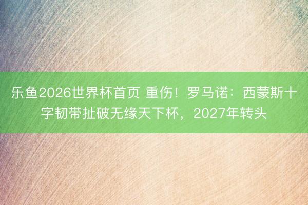 乐鱼2026世界杯首页 重伤！罗马诺：西蒙斯十字韧带扯破无缘天下杯，2027年转头