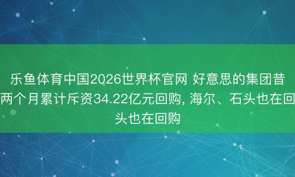 乐鱼体育中国2026世界杯官网 好意思的集团昔时两个月累计斥资34.22亿元回购, 海尔、石头也在回购