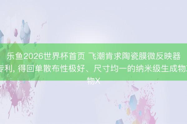 乐鱼2026世界杯首页 飞潮肯求陶瓷膜微反映器专利， 得回单散布性极好、尺寸均一的纳米级生成物X