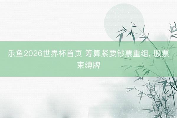 乐鱼2026世界杯首页 筹算紧要钞票重组, 股票束缚牌