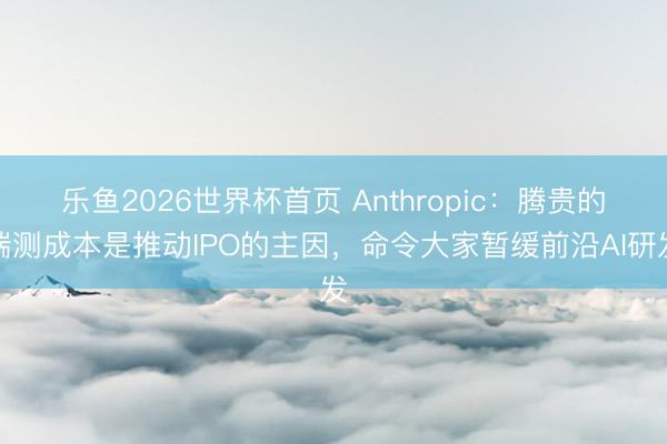 乐鱼2026世界杯首页 Anthropic：腾贵的揣测成本是推动IPO的主因，命令大家暂缓前沿AI研发