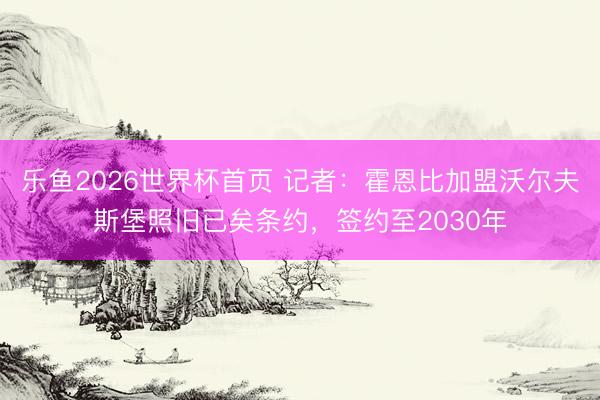 乐鱼2026世界杯首页 记者：霍恩比加盟沃尔夫斯堡照旧已矣条约，签约至2030年